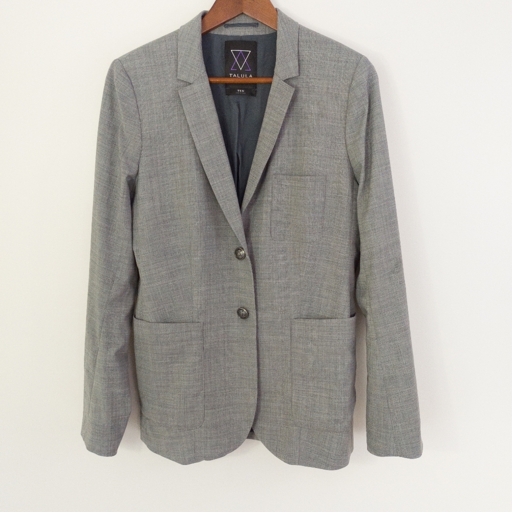 Talula Classic Gray Blazer Size 10 Wool Blend